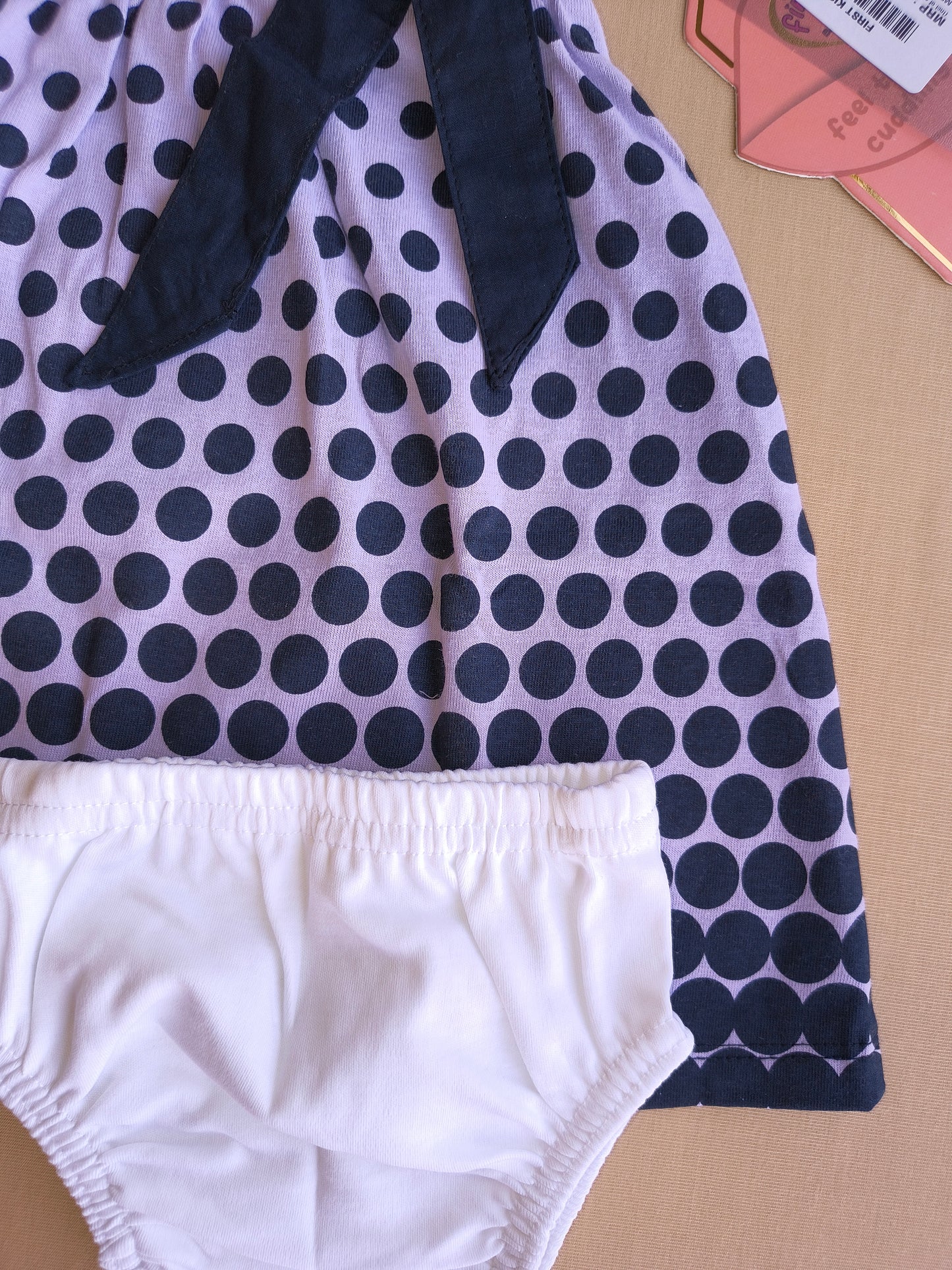 Polka Bow frock with bloomer