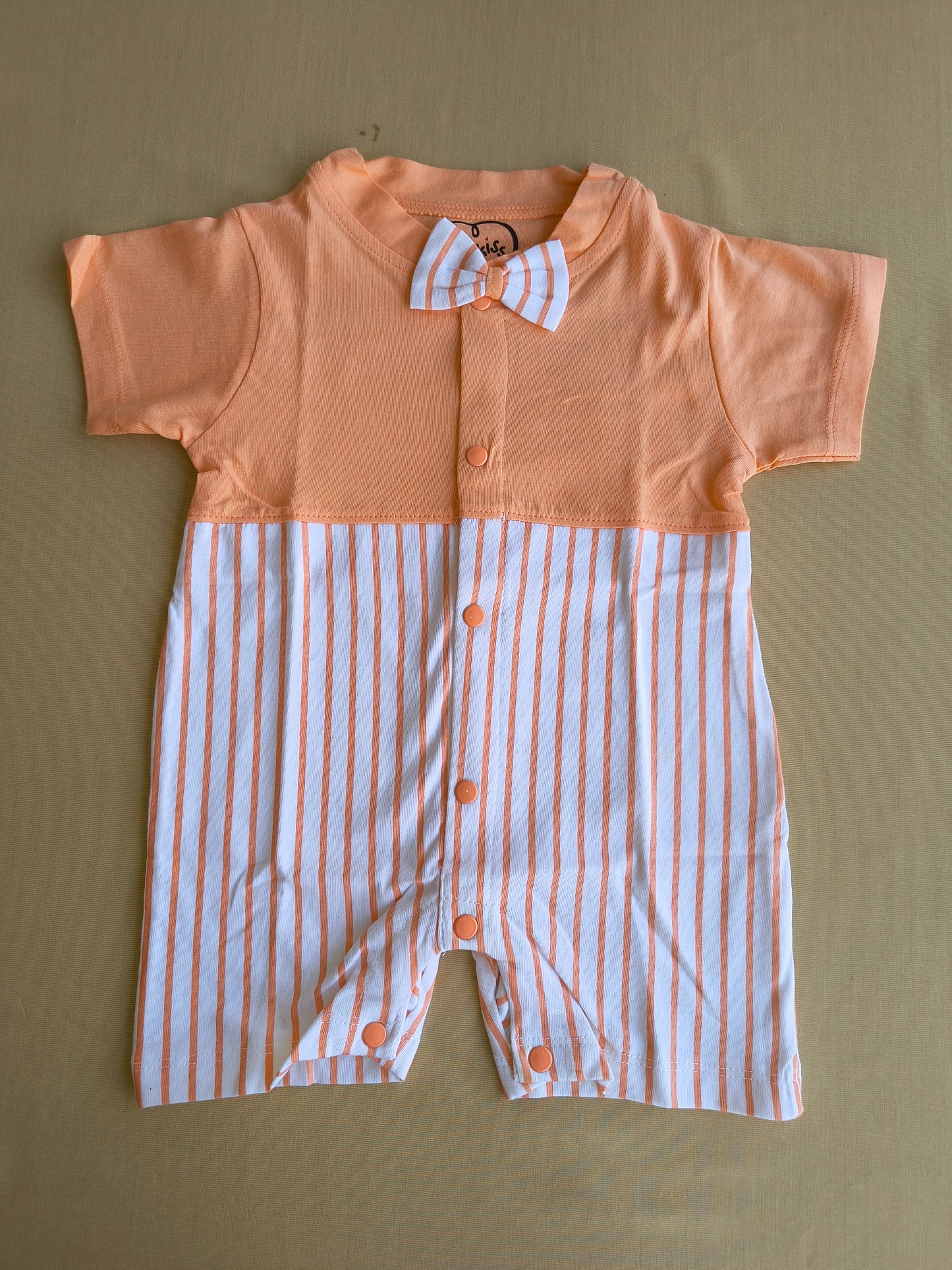 Bow peach party romper