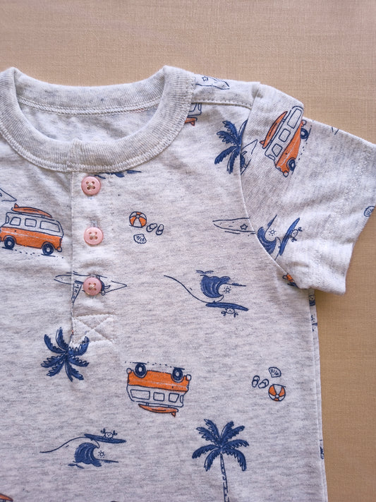 Orange Bus trip romper