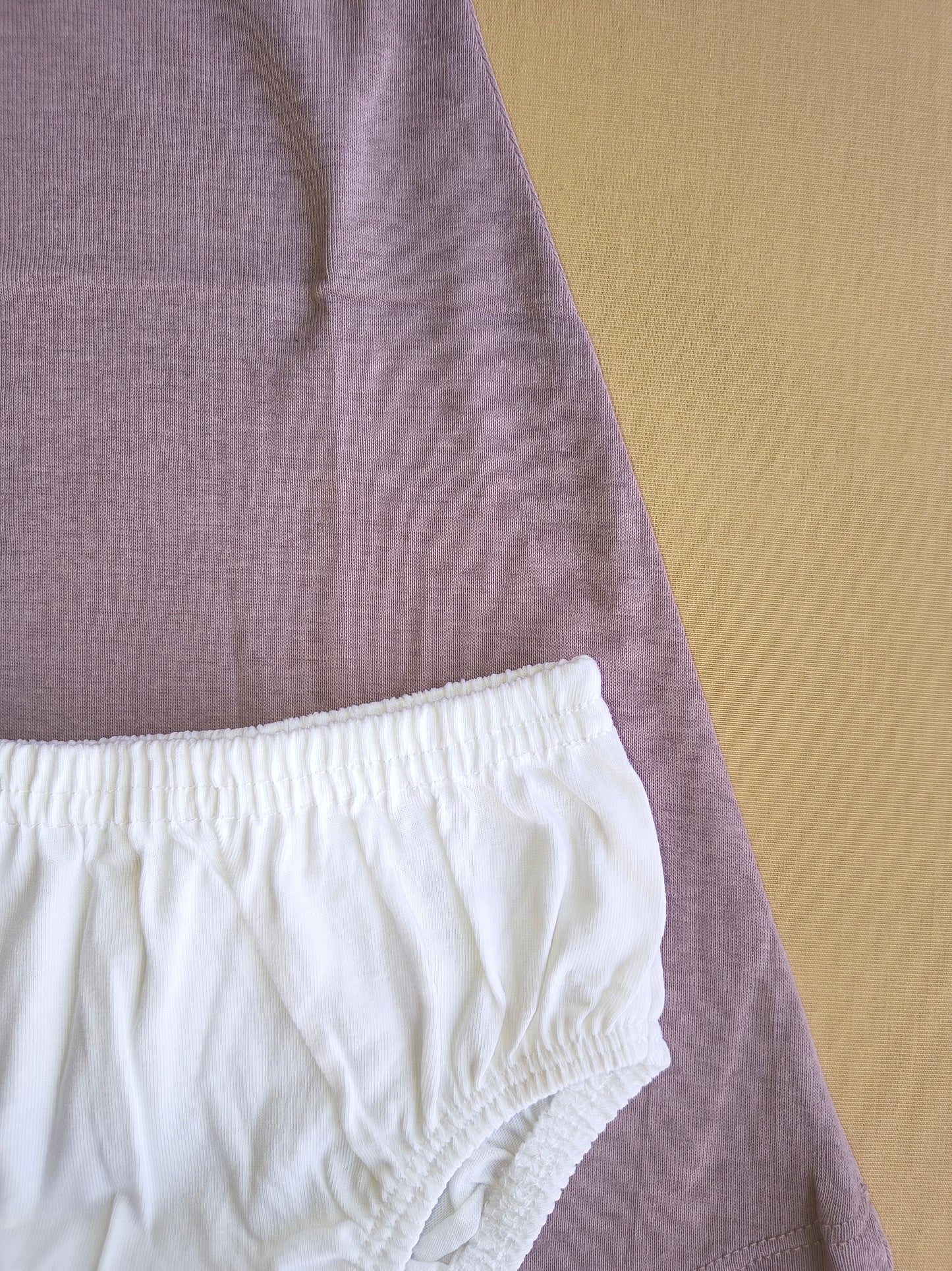 Mauve long frock with bloomer