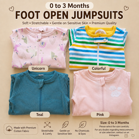 0 to 3 months foot open suits