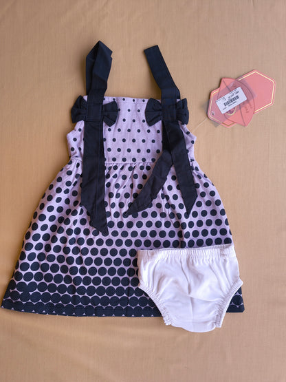 Polka Bow frock with bloomer