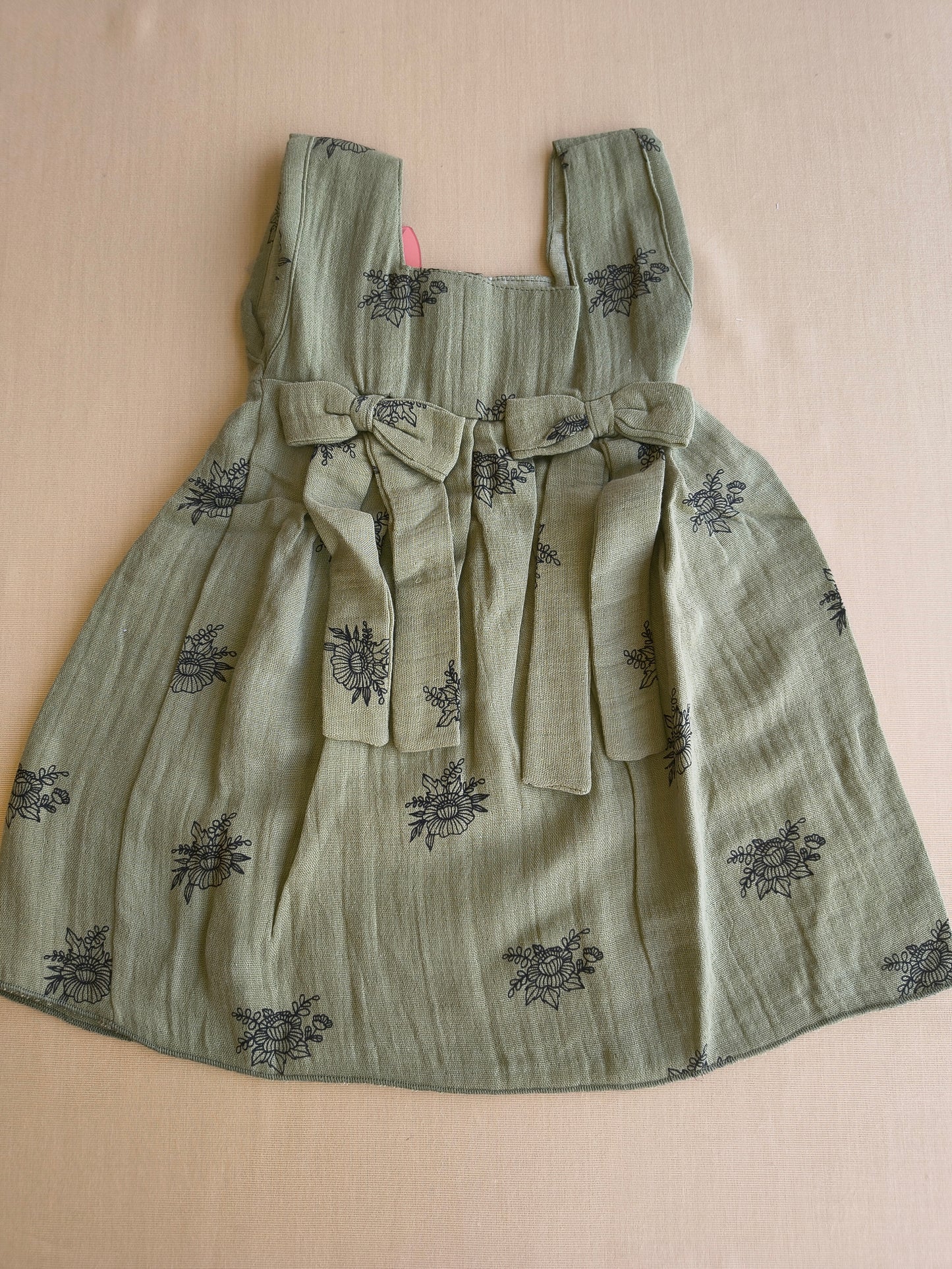 Olive muslin Frock with bloomer