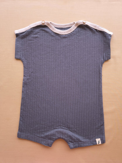 Grey ribbed soft half romper