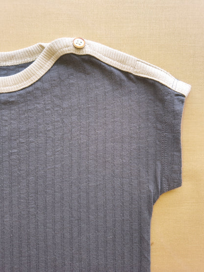 Grey ribbed soft half romper