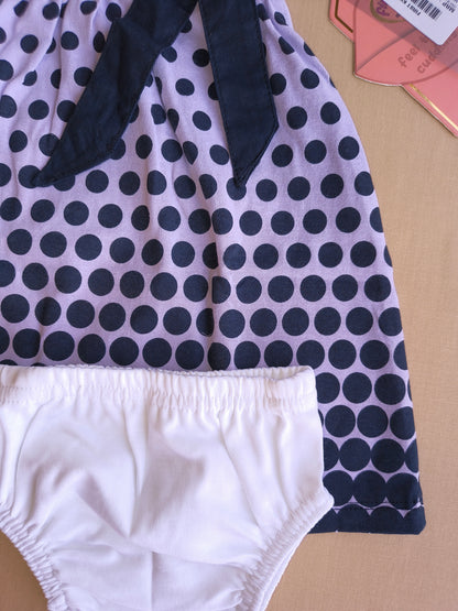 Polka Bow frock with bloomer