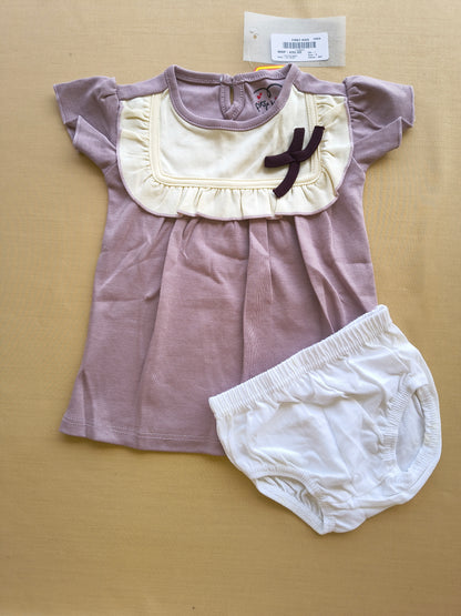 Mauve cream Frock and bloomer