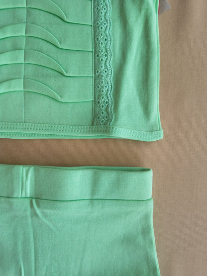 Mint tie shoulder skirt set