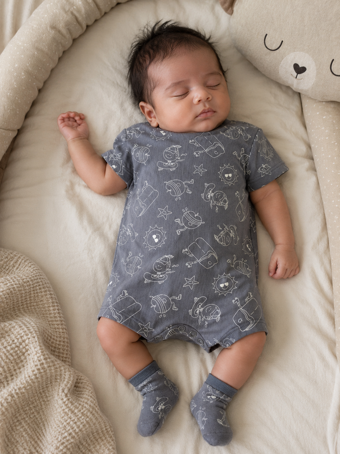 Playful cement Half romper