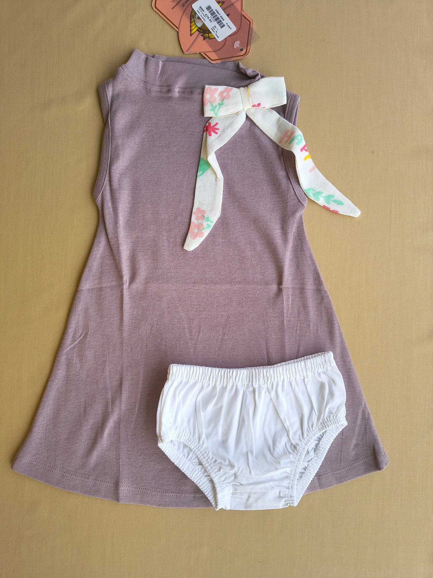 Mauve long frock with bloomer