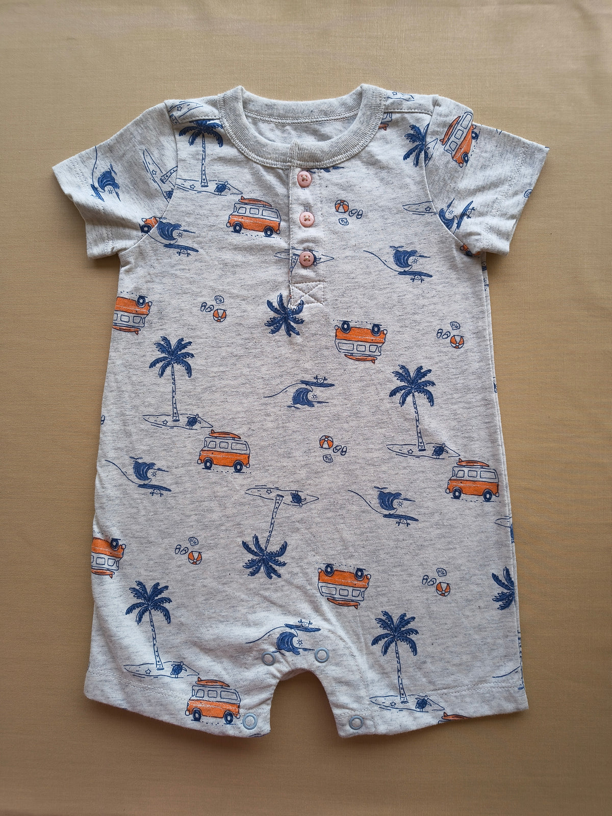 Orange Bus trip romper