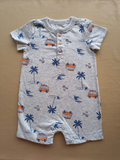 Orange Bus trip romper