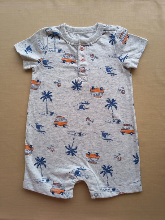 Orange Bus trip romper