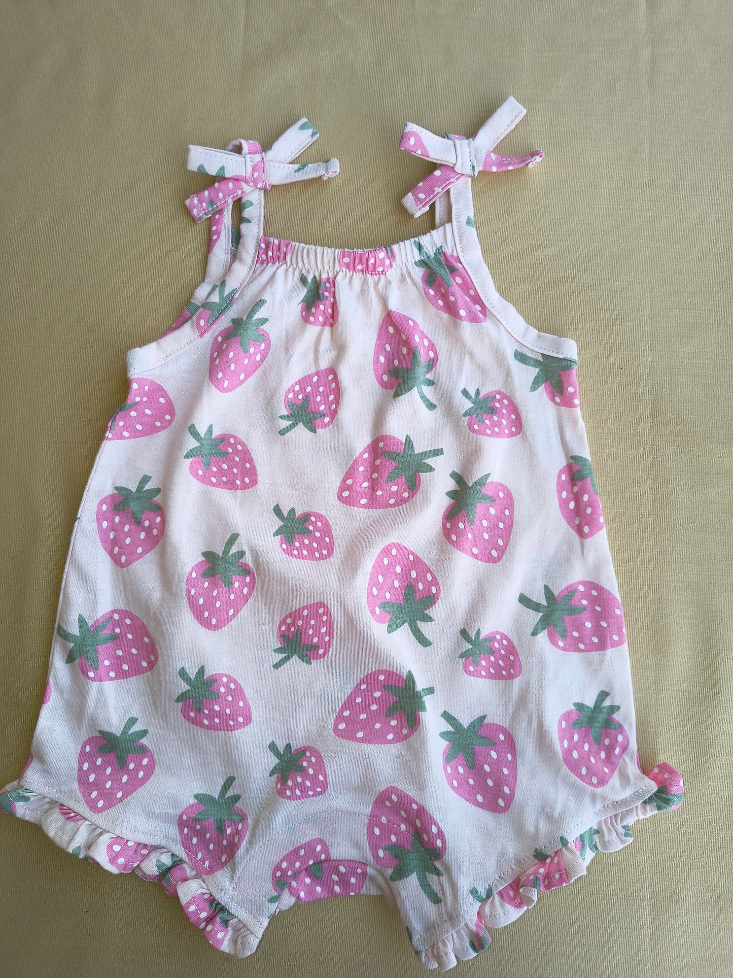 Pink strawberry fancy romper