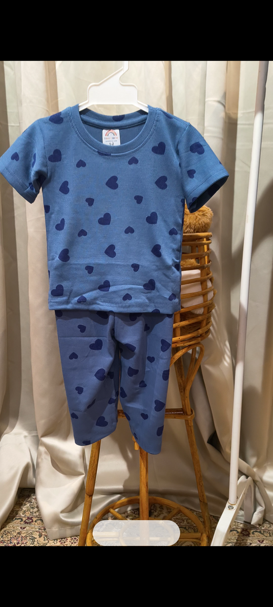Blue heart pants set