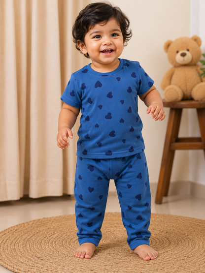 Blue heart pants set